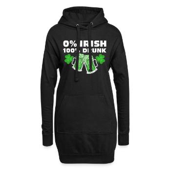 0 % Irish 100 % Drunk - Hoodie-Kleid - Schwarz - Vorne