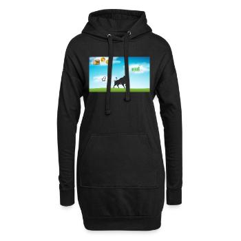 Börsenbulle im Börsenparadies - Hoodie-Kleid - Schwarz - Vorne