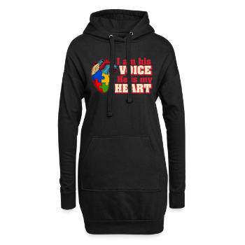 Je suis sa voix, il est mon cœur, l’autisme - Sweat-shirt à capuche long Femme - noir - Devant