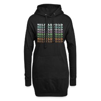 Papa Papa Père Fête des pères Soldat militaire - Sweat-shirt à capuche long Femme - noir - Devant
