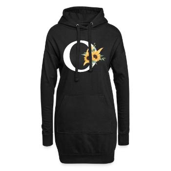 Sonnenblume Blumenbuchstabe O - Hoodie-Kleid - Schwarz - Vorne