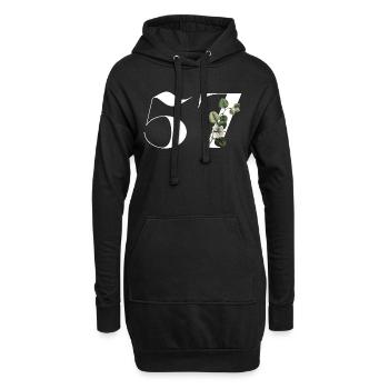 Nummer 57 Blumengrün - 57. Blumengeburtstag - Hoodie-Kleid - Schwarz - Vorne