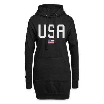 ÉQUIPE Bannière du drapeau américain des États-Unis en cours d’écriture - Sweat-shirt à capuche long Femme - noir - Devant