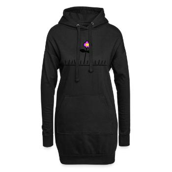 Pinke Wiese Blume Frühling Sommer Gras Blümchen - Hoodie-Kleid - Schwarz - Vorne