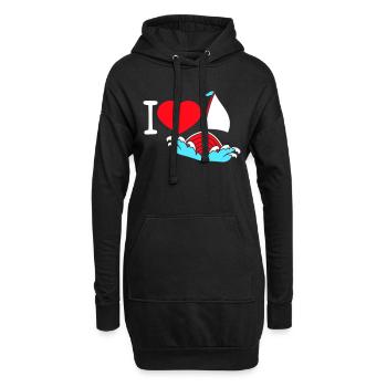 I Love Segeln Wellen Matrose Bootsfahrt Herz Liebe - Hoodie-Kleid - Schwarz - Vorne