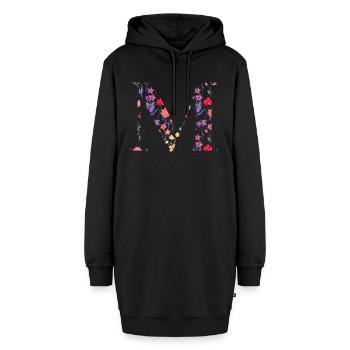 Personalisierter Blumenbuchstabe M - Geschenkidee - Hoodie-Kleid - Schwarz - Vorne