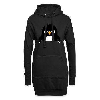Pinguin Guckt Ernst Böse Gefährlich hinter Mauer - Hoodie-Kleid - Schwarz - Vorne