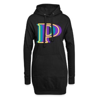 Lettre p multicolore - Sweat-shirt à capuche long Femme - noir - Devant