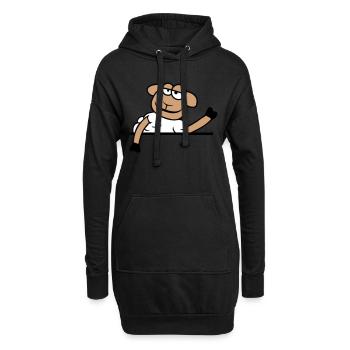 Schaf Winkt Hinter Mauer Zaun Schild Cool Lächeln - Hoodie-Kleid - Schwarz - Vorne