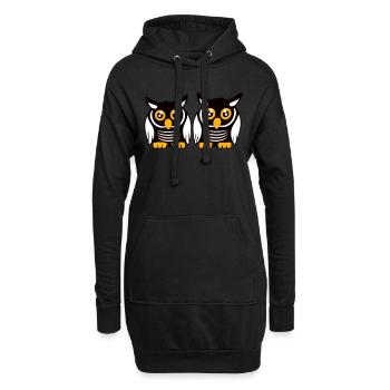 2 Eulen Team Vogel Freunde zwei Schleiereulen Crew - Hoodie-Kleid - Schwarz - Vorne