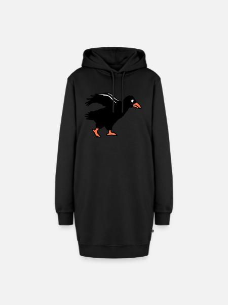 Rabe Vogel geht Krähe schnell rennen laufen lustig - Hoodie-Kleid - Schwarz