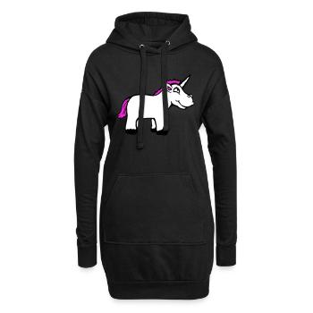 Einhorn Pink Lustig Lächeln Grinsen Cartoon Comic - Hoodie-Kleid - Schwarz - Vorne