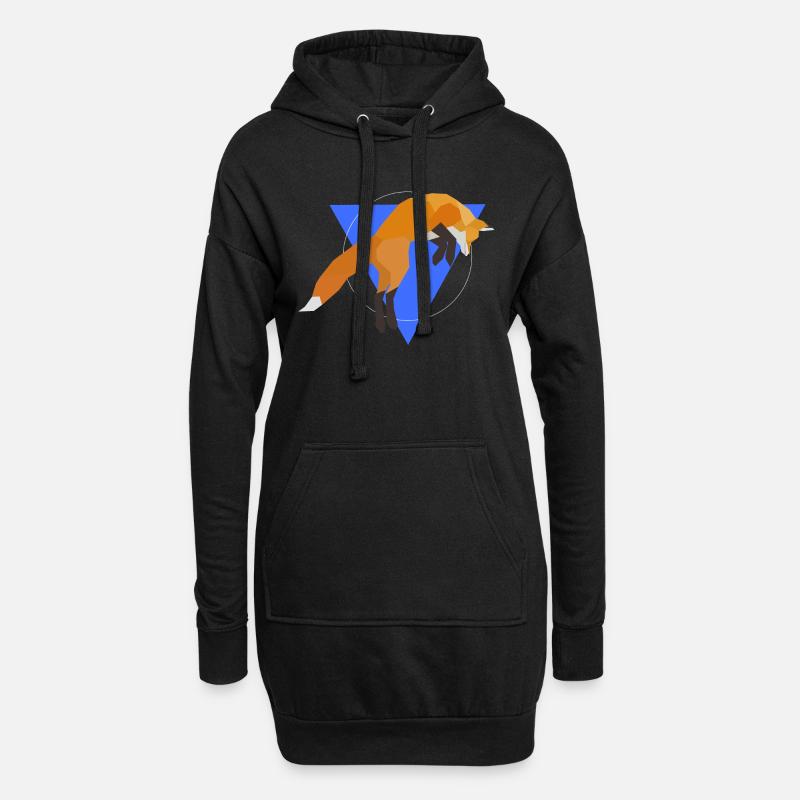 Geometric Fox Jumping - Hoodie-Kleid - Schwarz