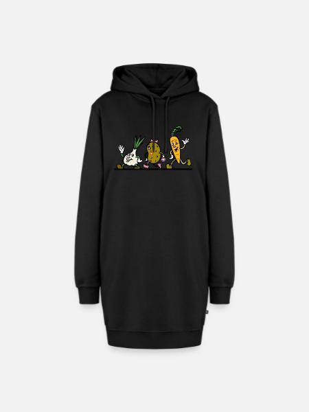 Gemüse Comicfiguren fröhlich - Hoodie-Kleid - Schwarz