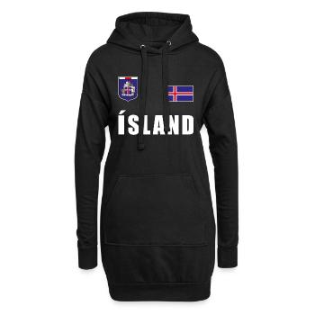 Maillot de football islandais T-shirt Jersey Fan Fan - Sweat-shirt à capuche long Femme - noir - Devant