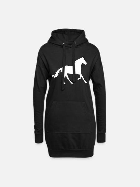 Pferd - Hoodie-Kleid - Schwarz