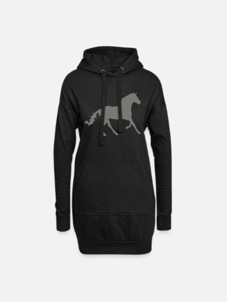 Pferd - Hoodie-Kleid - Schwarz