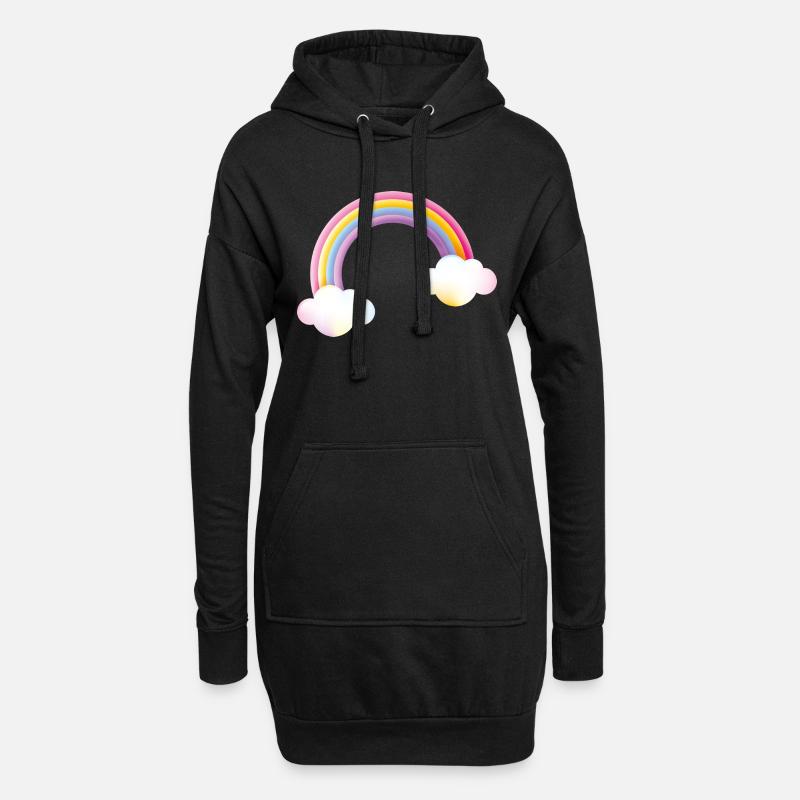Smiley Rainbow - Hoodie-Kleid - Schwarz