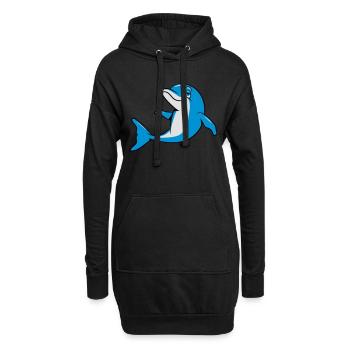 delfin witzig süss - Hoodie-Kleid - Schwarz - Vorne