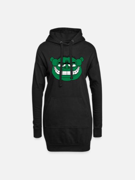 monster gesicht lustig oger ork troll knom horror - Hoodie-Kleid - Schwarz
