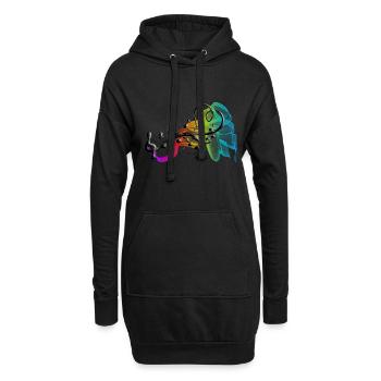 explosion de couleurs musicales avec coeur - Sweat-shirt à capuche long Femme - noir - Devant