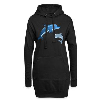 Des dauphins mignons - Sweat-shirt à capuche long Femme - noir - Devant