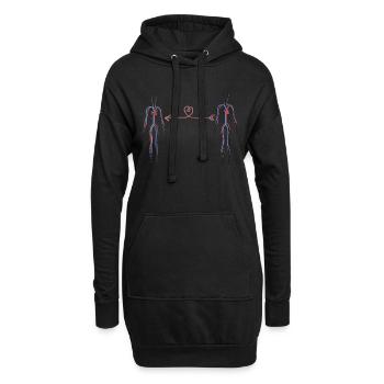Cadeau d'amour Saint Valentin corps coeur - Sweat-shirt à capuche long Femme - noir - Devant