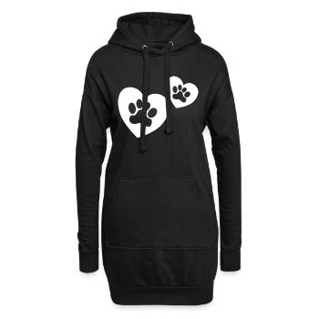 Herzschlag Hund Dog Frequenz Puls EKG - Hoodie-Kleid - Schwarz - Vorne