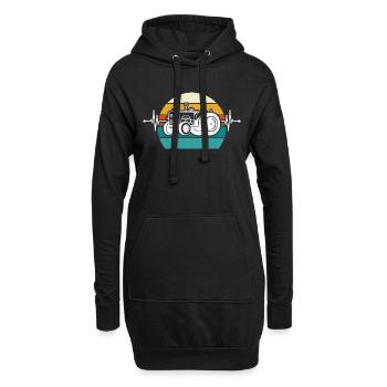 Herzschlag Trecker - Hoodie-Kleid - Schwarz - Vorne