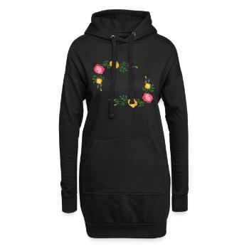 Cadre de couronne de fleurs - Sweat-shirt à capuche long Femme - noir - Devant