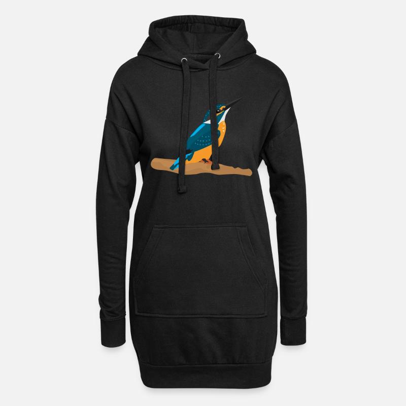 Eisvogel - Hoodie-Kleid - Schwarz