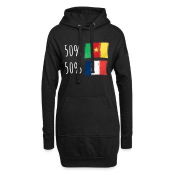 Moitié Français / Moitié camérounais - Sweat-shirt à capuche long Femme - noir - Devant