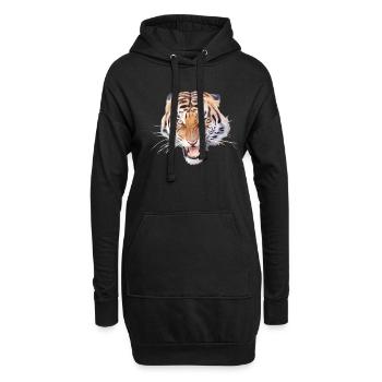 Wilder Tiger - Wild Fauchend - Wildnis - Hoodie-Kleid - Schwarz - Vorne