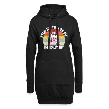 Arrêtez de me draguer, je suis timide - Sweat-shirt à capuche long Femme - noir - Devant