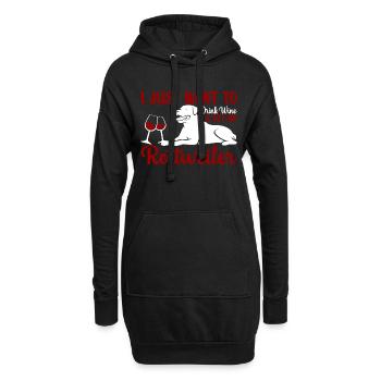 Boire du vin et animal de compagnie Rottweiler Funny - Sweat-shirt à capuche long Femme - noir - Devant