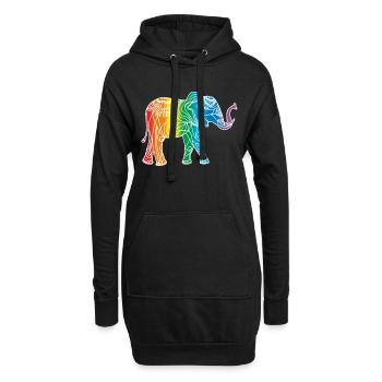 Éléphant - Sweat-shirt à capuche long Femme - noir - Devant
