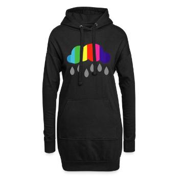 Wolke Regen Regenbogen Farben Geschenkidee - Hoodie-Kleid - Schwarz - Vorne