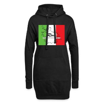 Rom - Hauptstadt mit GPS-Koordinaten & Flagge - Hoodie-Kleid - Schwarz - Vorne