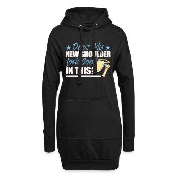 Lustige Schulter-Erholung - Hoodie-Kleid - Schwarz - Vorne