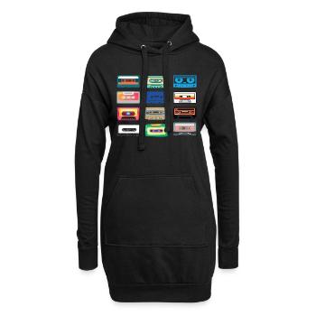 Cassettes classiques Bandes Musique - Sweat-shirt à capuche long Femme - noir - Devant