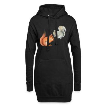 Lustige Hörnchen - Hoodie-Kleid - Schwarz - Vorne