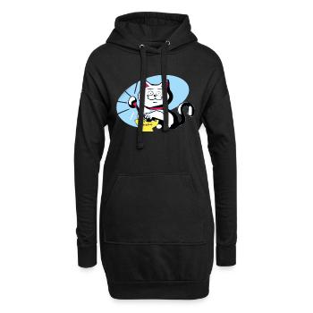 Chat et ramen - Sweat-shirt à capuche long Femme - noir - Devant