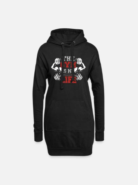 The gym is my life - Hoodie Dress - black