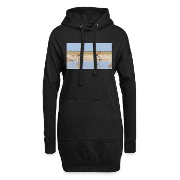 Landschaft am Fluss Cubango mit Giraffe - Hoodie-Kleid - Schwarz - Vorne