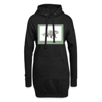 230909 Loutre 3 - Sweat-shirt à capuche long Femme - noir - Devant