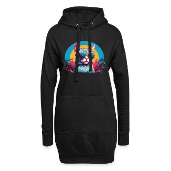 Cool Cat with Sungalsses - Hoodie Dress - black - Front