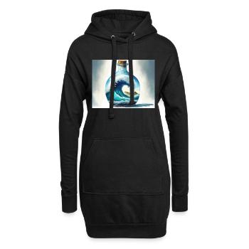 Monsterwelle in der Flasche - Hoodie-Kleid - Schwarz - Vorne