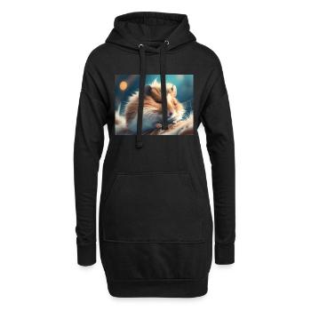 Niedliche Tiere im Winterschlaf – Hamster - Hoodie-Kleid - Schwarz - Vorne