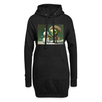 Vintage-Alien baut einen Schneemann - Hoodie-Kleid - Schwarz - Vorne
