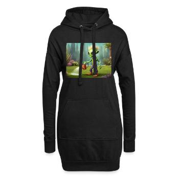 mignon petit vert rétro vintage alien tous les jours - Sweat-shirt à capuche long Femme - noir - Devant